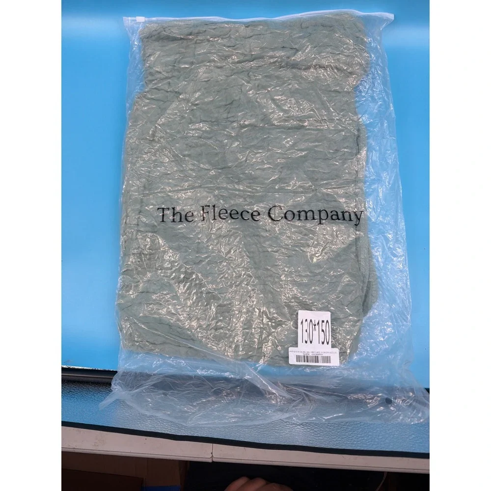 The Fleece Company Muslin Cotton Blanket Sage Green Throw 50x60 130x150cm NEW